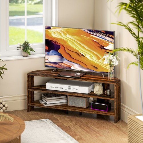 Rustic brown corner stand - brown,